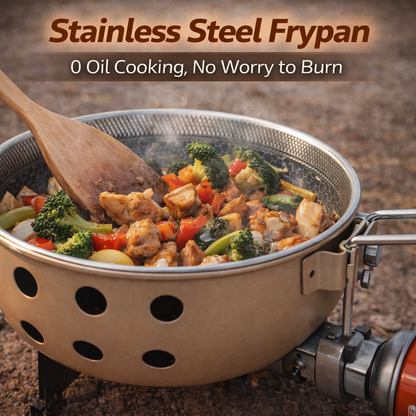 Foldable Travel Gas Stove with Built-in Frypan