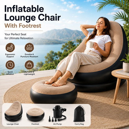 Inflatable Lounge Chair With Footrest With Pump