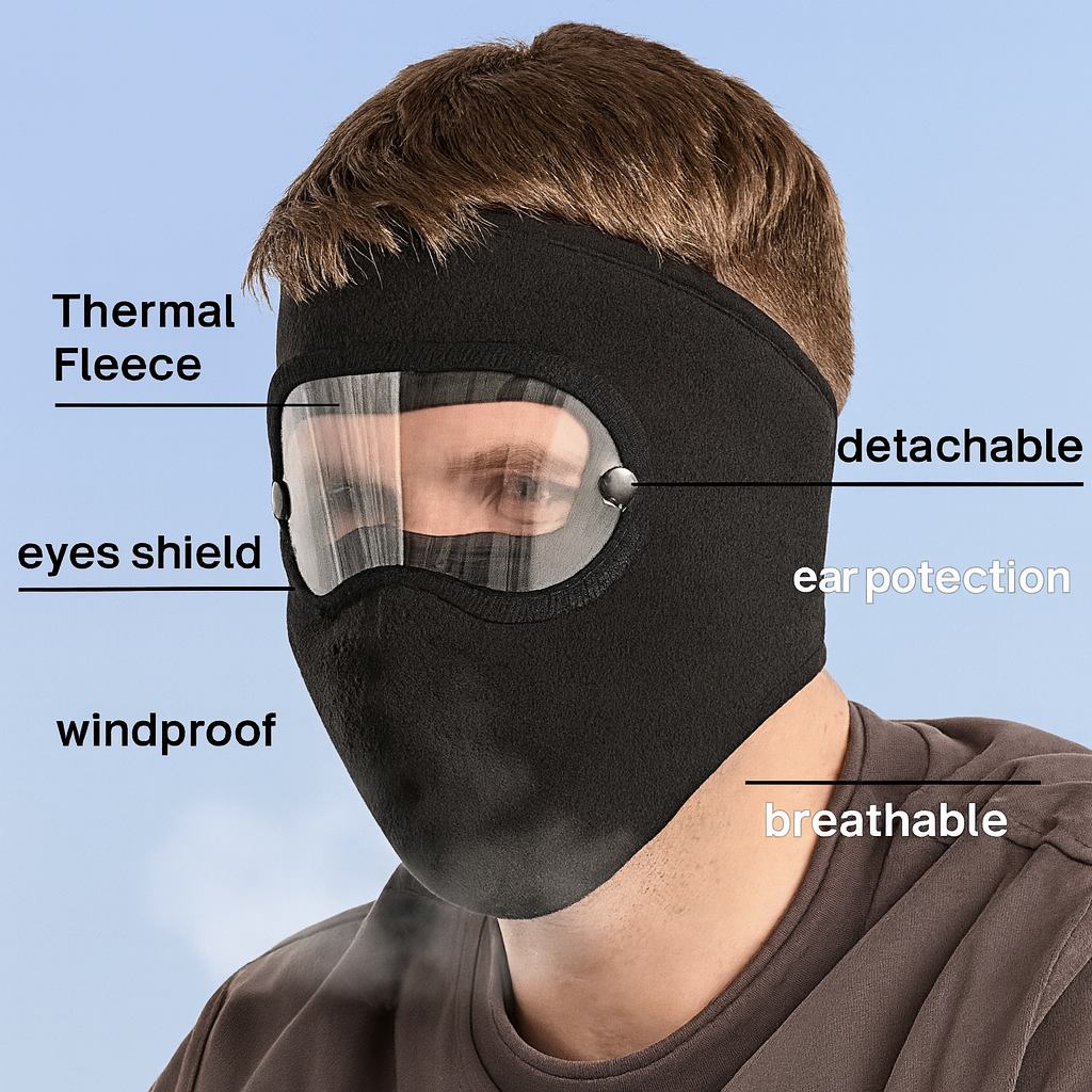 Windproof Thermal Face Mask with Clear Eye Shield