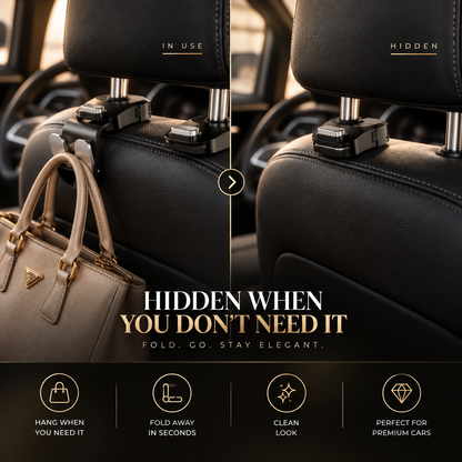 Car Seat Back Headrest Hook with Foldable Dual Hangers