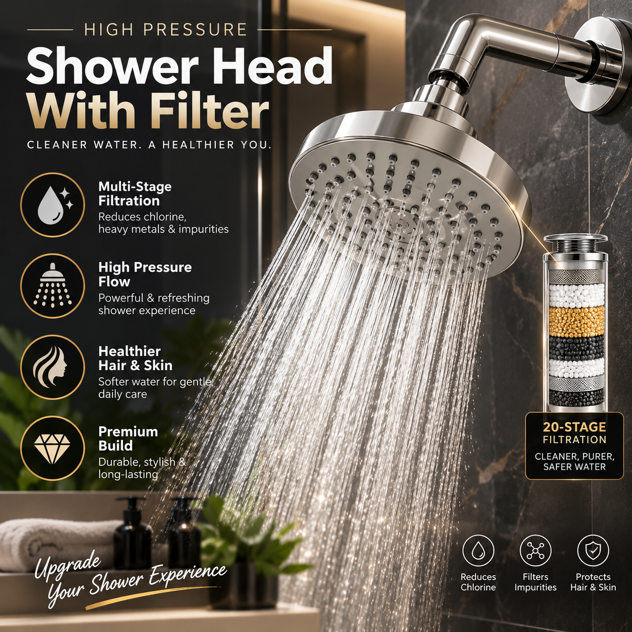High Pressure Shower Head With Filter