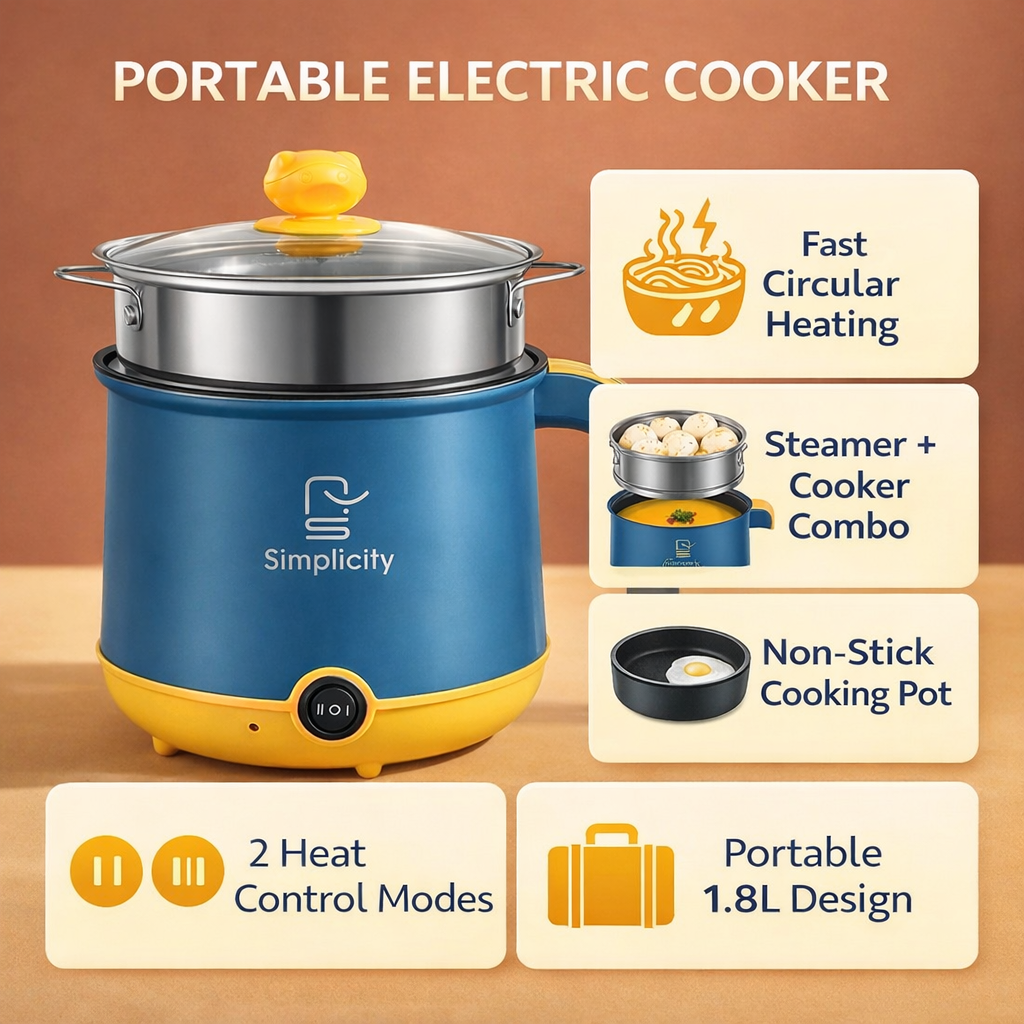 Electric Cooking Pot with Steamer