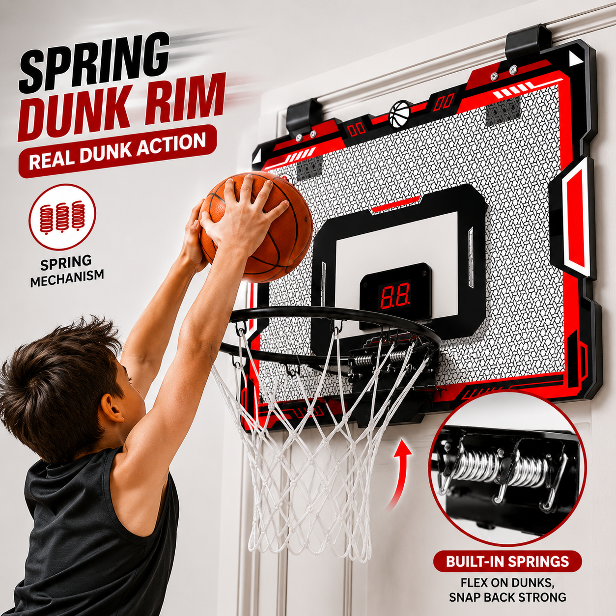 Indoor Basketball Hoop With Scoreboard And LED Lights