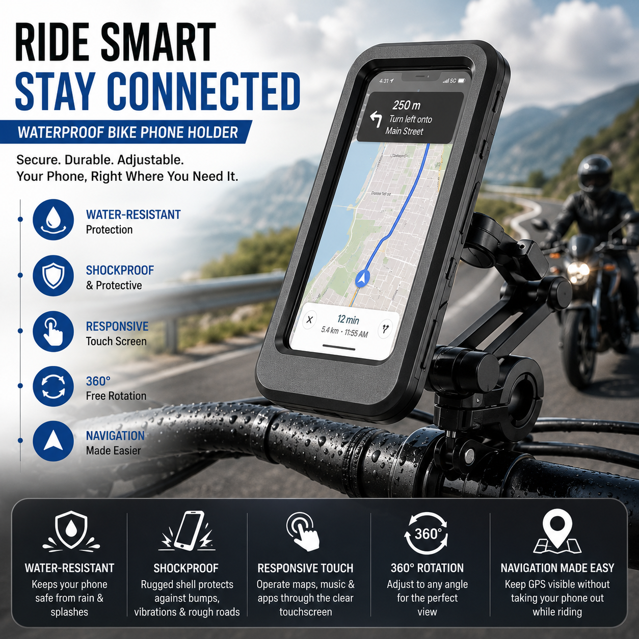360° Rotatable Waterproof Bike Mobile Holder