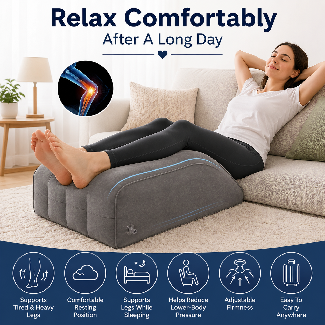 Inflatable Leg Elevation Wedge Pillow
