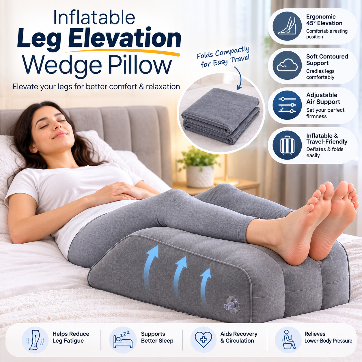 Inflatable Leg Elevation Wedge Pillow