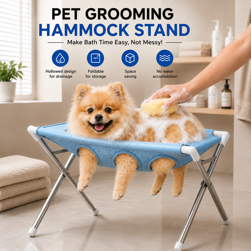 Foldable Pet Bath & Grooming Hammock Stand