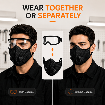 Cycling Face Mask with Eye Shield & Carbon Filter (Unisex)
