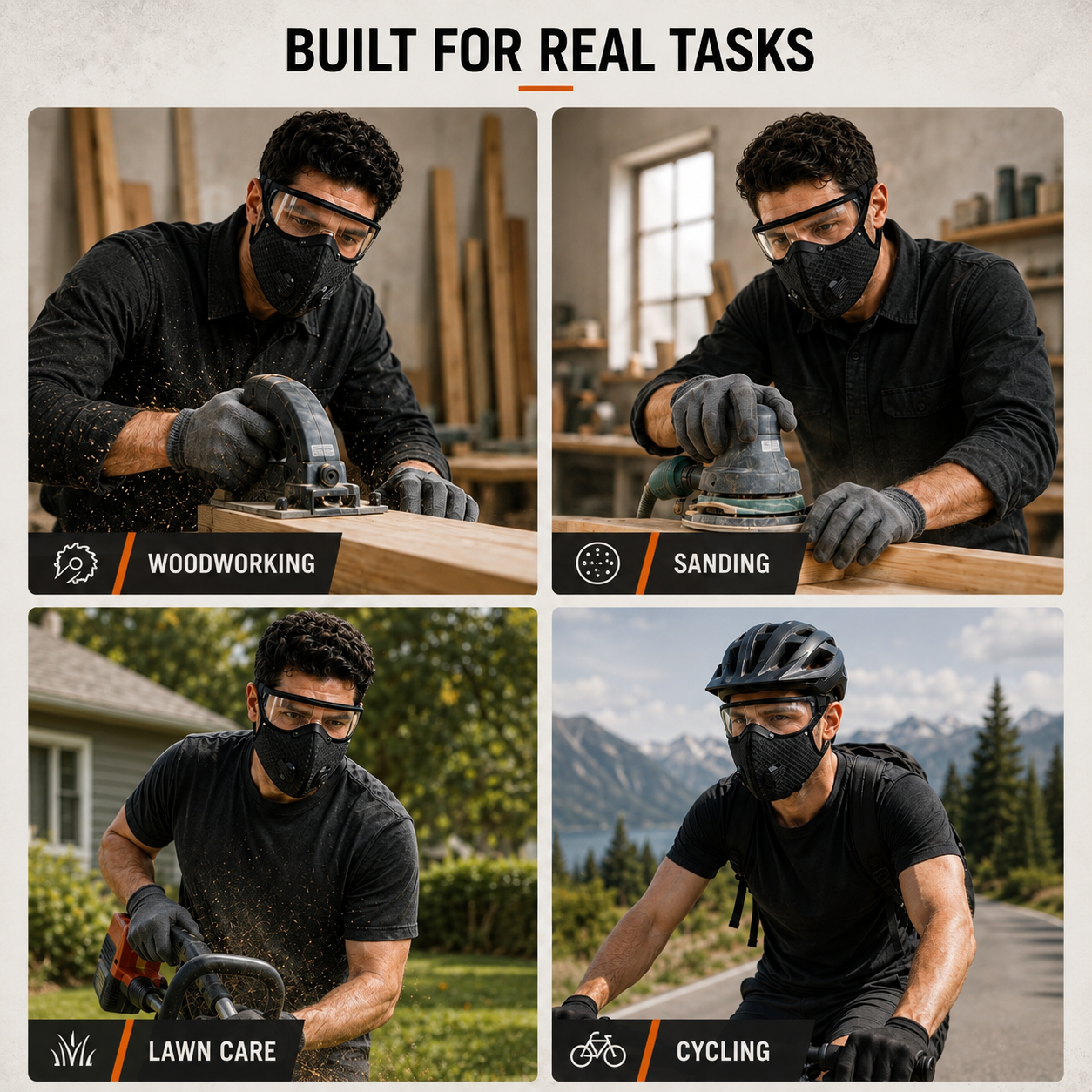 Cycling Face Mask with Eye Shield & Carbon Filter (Unisex)
