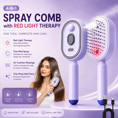 4-in-1 Spray Comb with Red Light Therapy