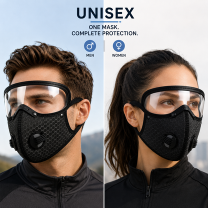 Cycling Face Mask with Eye Shield & Carbon Filter (Unisex)