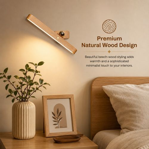 360° Rotatable Wooden LED Wall Lamp