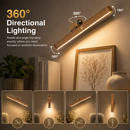 360° Rotatable Wooden LED Wall Lamp