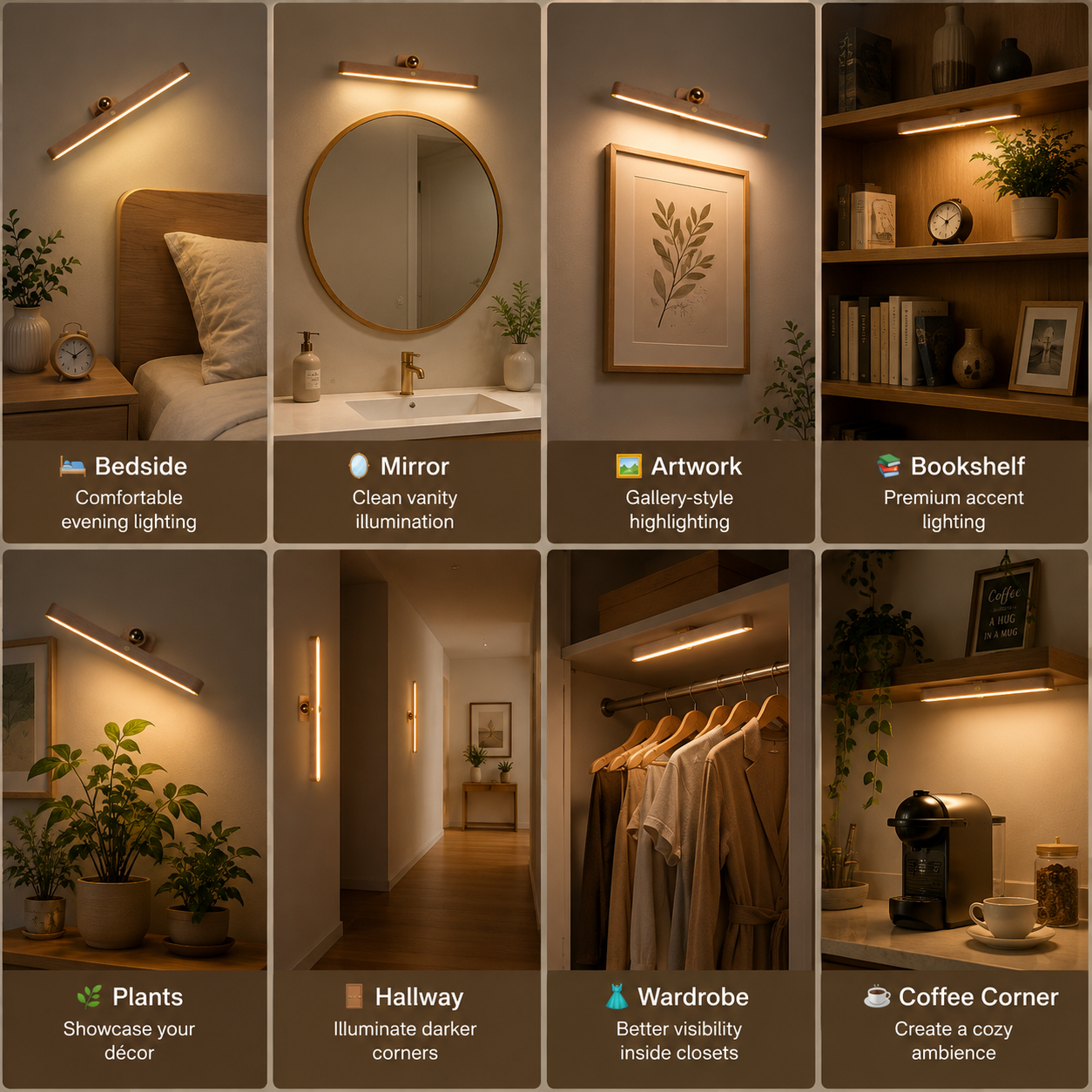 360° Rotatable Wooden LED Wall Lamp