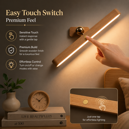 360° Rotatable Wooden LED Wall Lamp