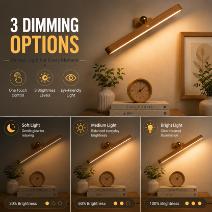 360° Rotatable Wooden LED Wall Lamp