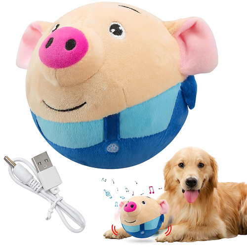 Interactive Bouncing Dog Pig Plush Toy