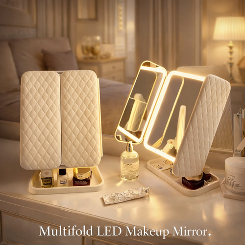 Multifold LED Makeup Mirror
