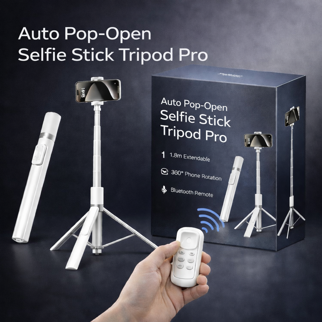 Auto Pop-Open Selfie Stick Tripod Pro