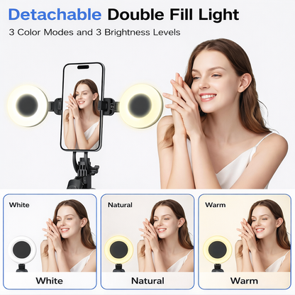 6FT 360° Creator Selfie Stick Tripod with Dual Ring Lights & Remote