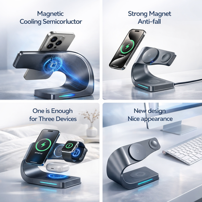 4 in 1 Magnetic Wireless Charging Station With Semiconductor Cooling Fan