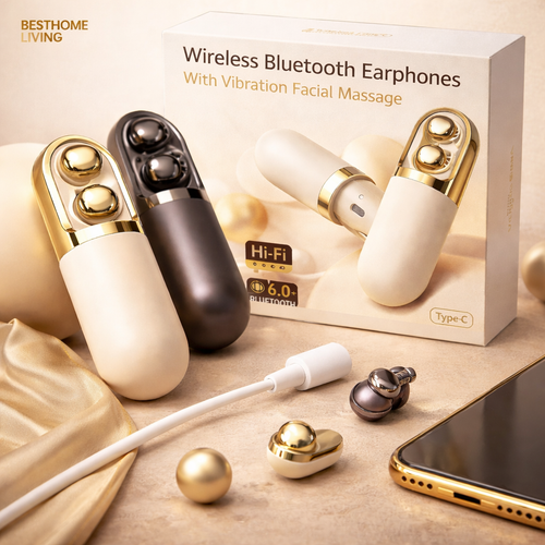Wireless Bluetooth Earphones With Facial Vibration Massage