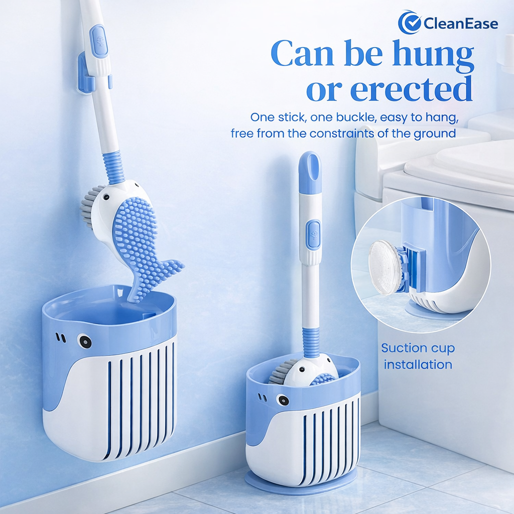 Silicone Toilet Brush with Suction Cup Holder