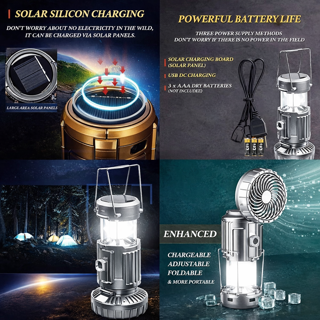Solar Lamp With Fan And Powerbank