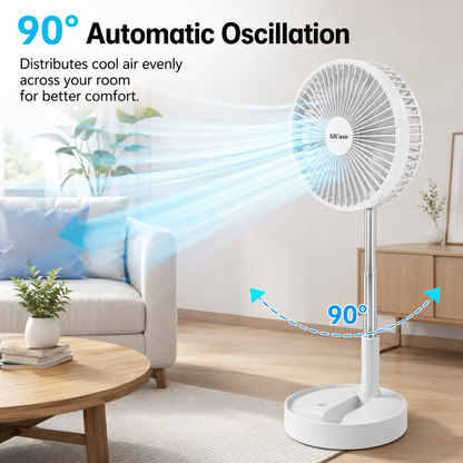 Folding Portable Retractable Floor Fan USB With Remote