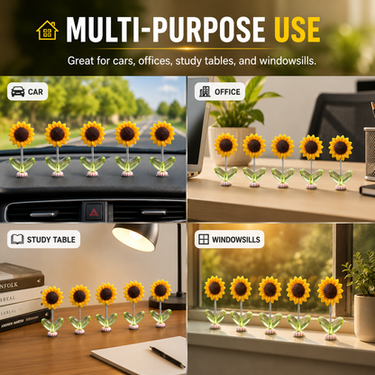 Cute Wobbling Sunflower Car Ornament (10 Pcs)