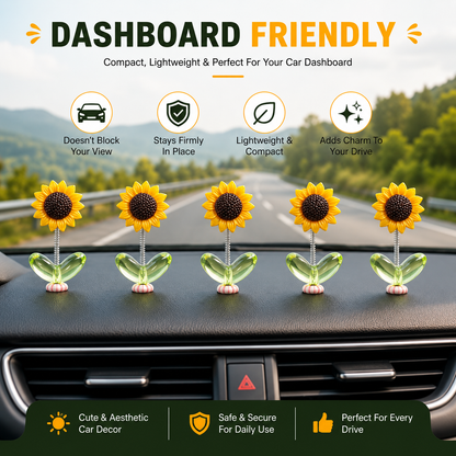 Cute Wobbling Sunflower Car Ornament (10 Pcs)