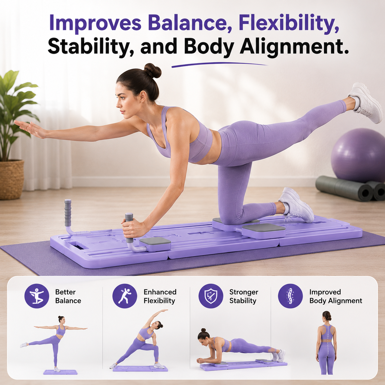 Multifunction & Foldable Pilates Platform With Timer