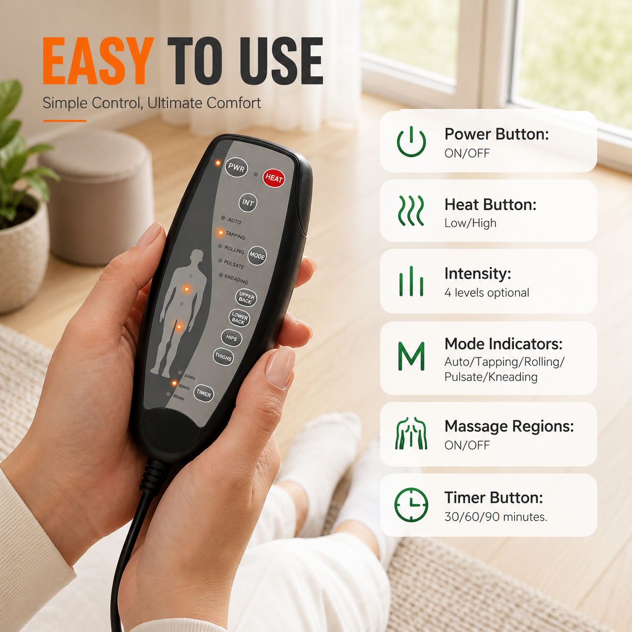 8-Node Heated Seat Massager