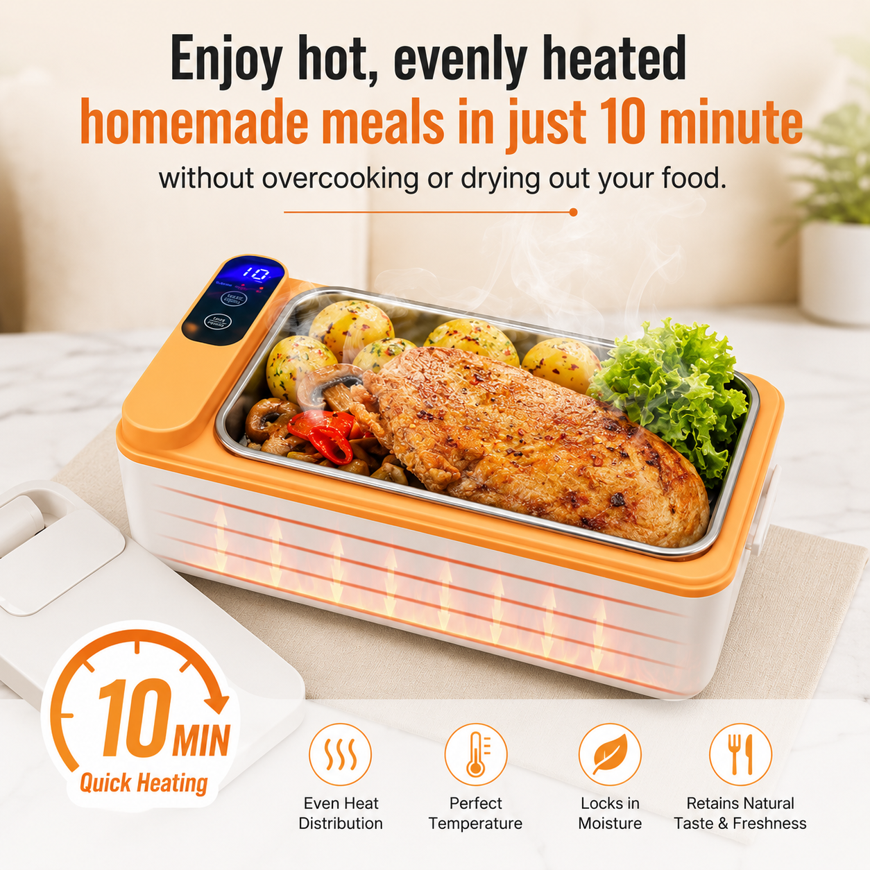USB Rechargeable Heating Lunch Box With Temperature Control