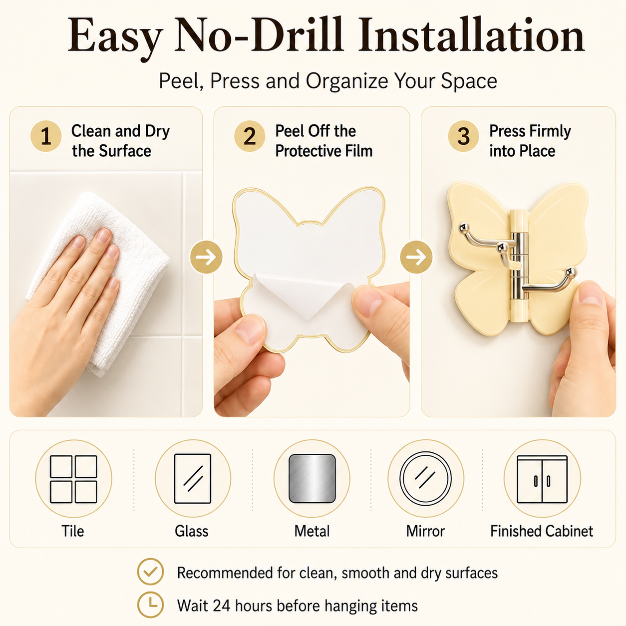 Rotating Butterfly Triple Hook (Pack of 5)