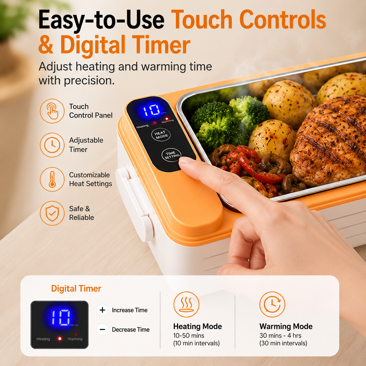 USB Rechargeable Heating Lunch Box With Temperature Control