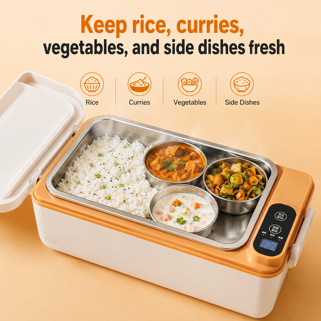 USB Rechargeable Heating Lunch Box With Temperature Control