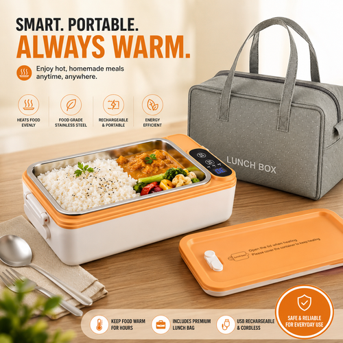 USB Rechargeable Heating Lunch Box With Temperature Control