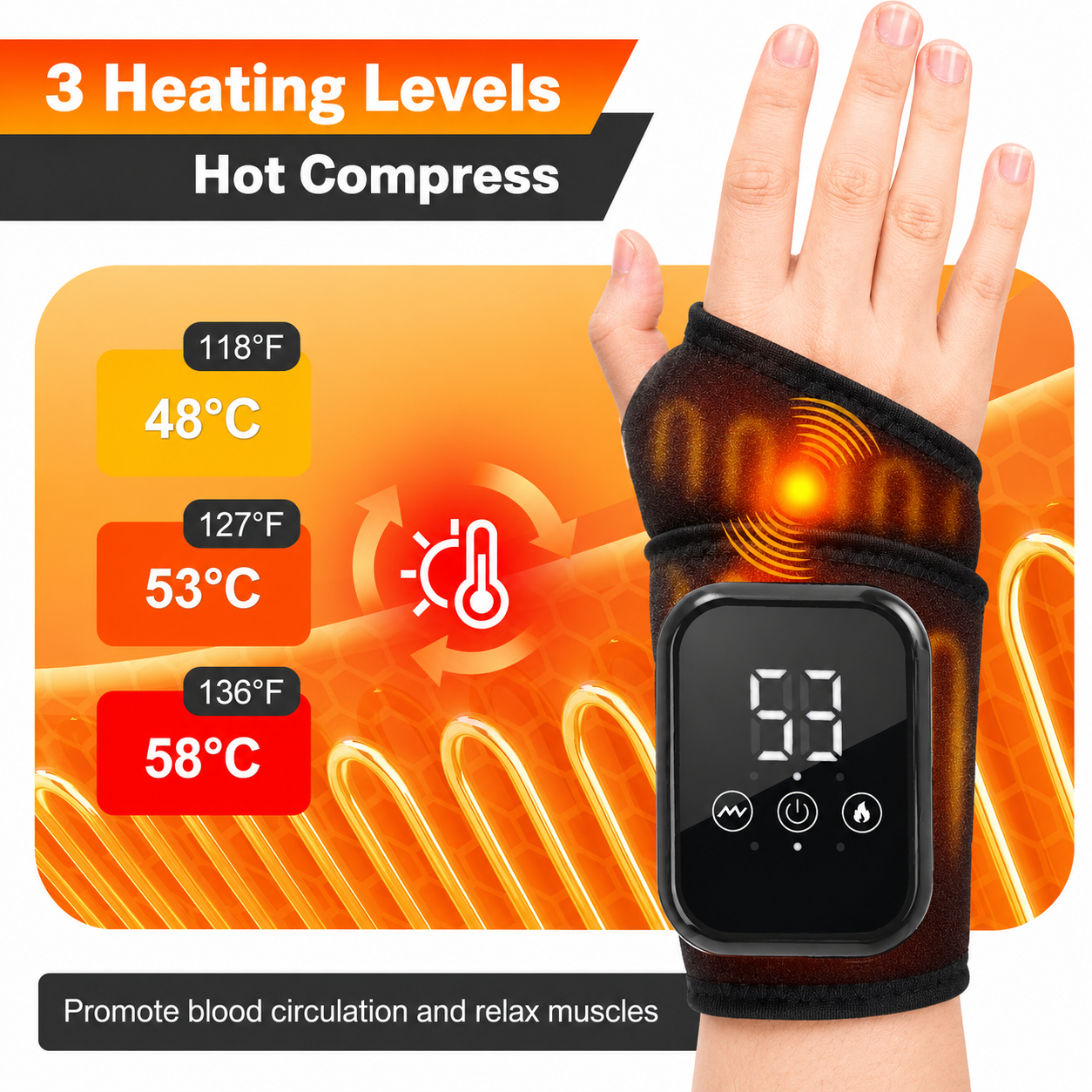 Rechargeable Heating Wrist Massager for Pain Relief