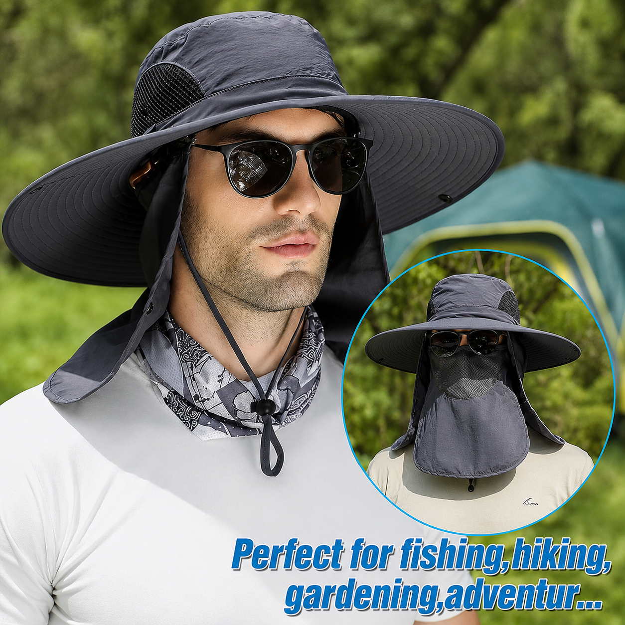 Outdoor Sun Hat Bucket Hat With Neck Flap