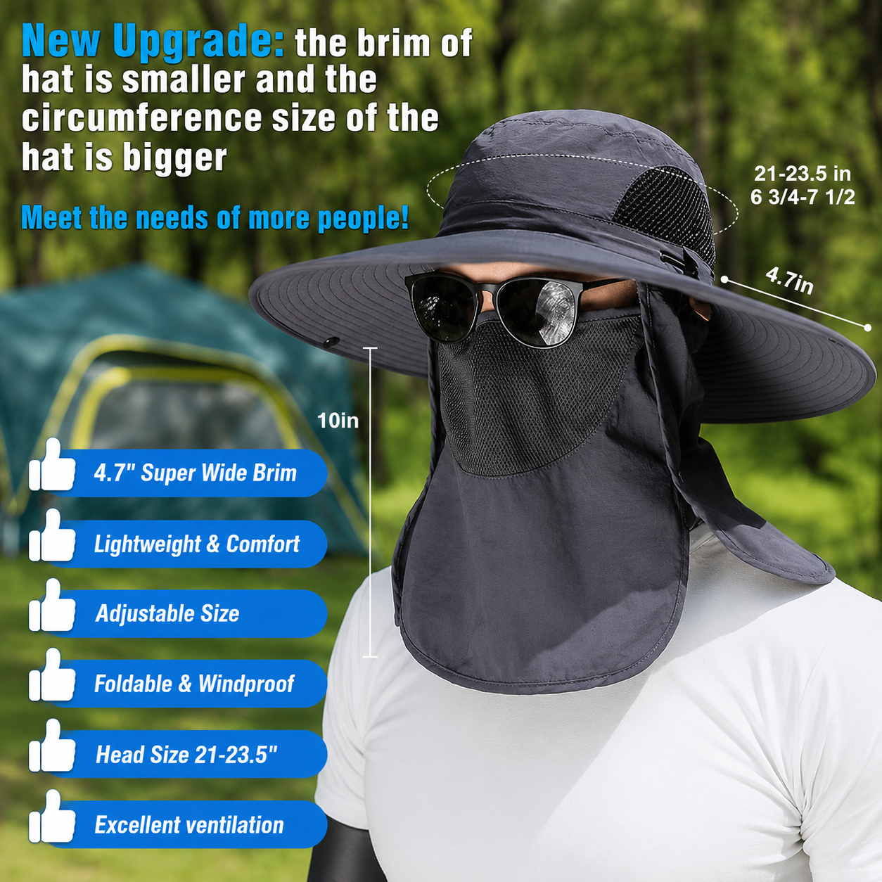 Outdoor Sun Hat Bucket Hat With Neck Flap