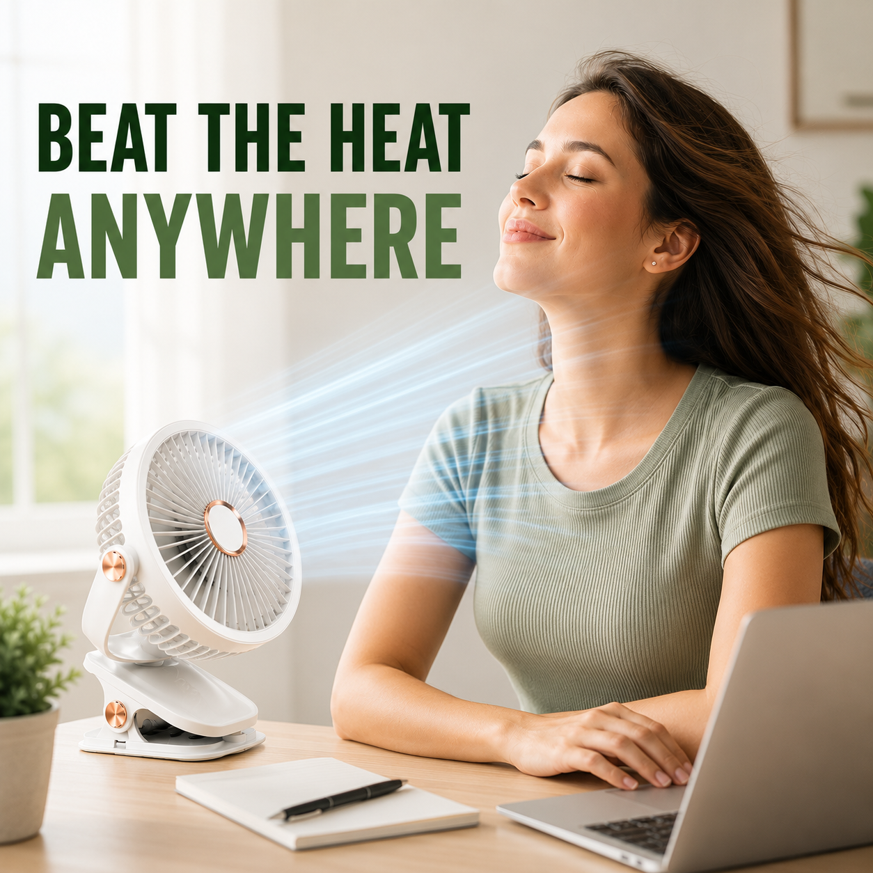 Wireless Portable Mini Clip Fan With Light
