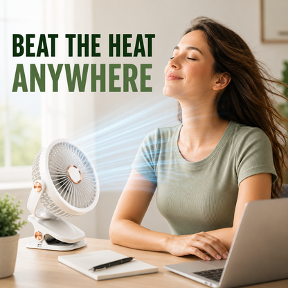Wireless Portable Mini Clip Fan With Light