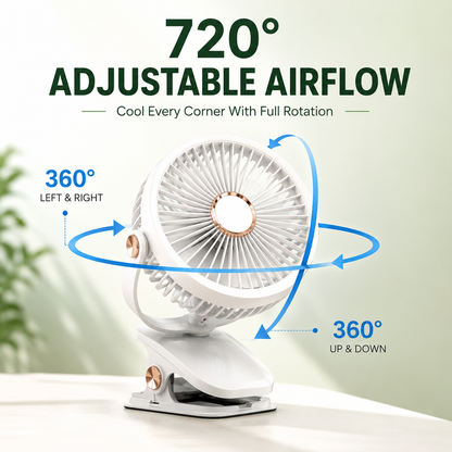 Wireless Portable Mini Clip Fan With Light