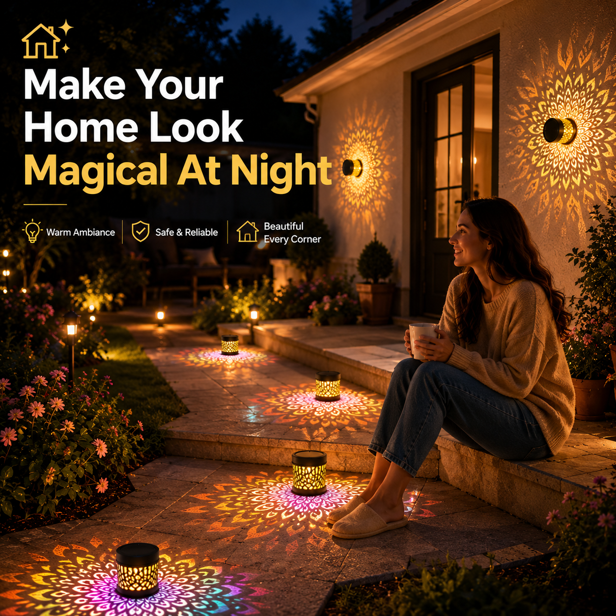 LotusGlow™ Solar Wall Light