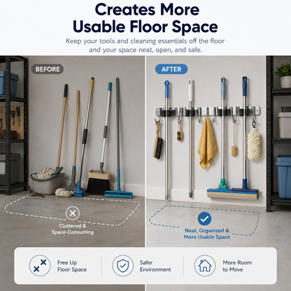 Wall Mounted Stainless Steel Mop Broom Holder