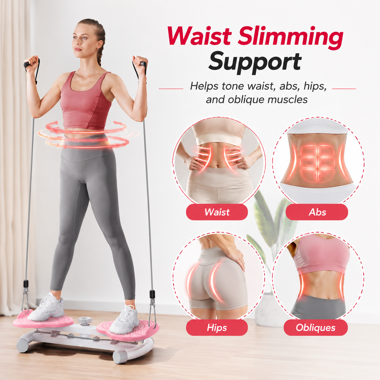 360° Waist Twister Machine With Resistance Bands