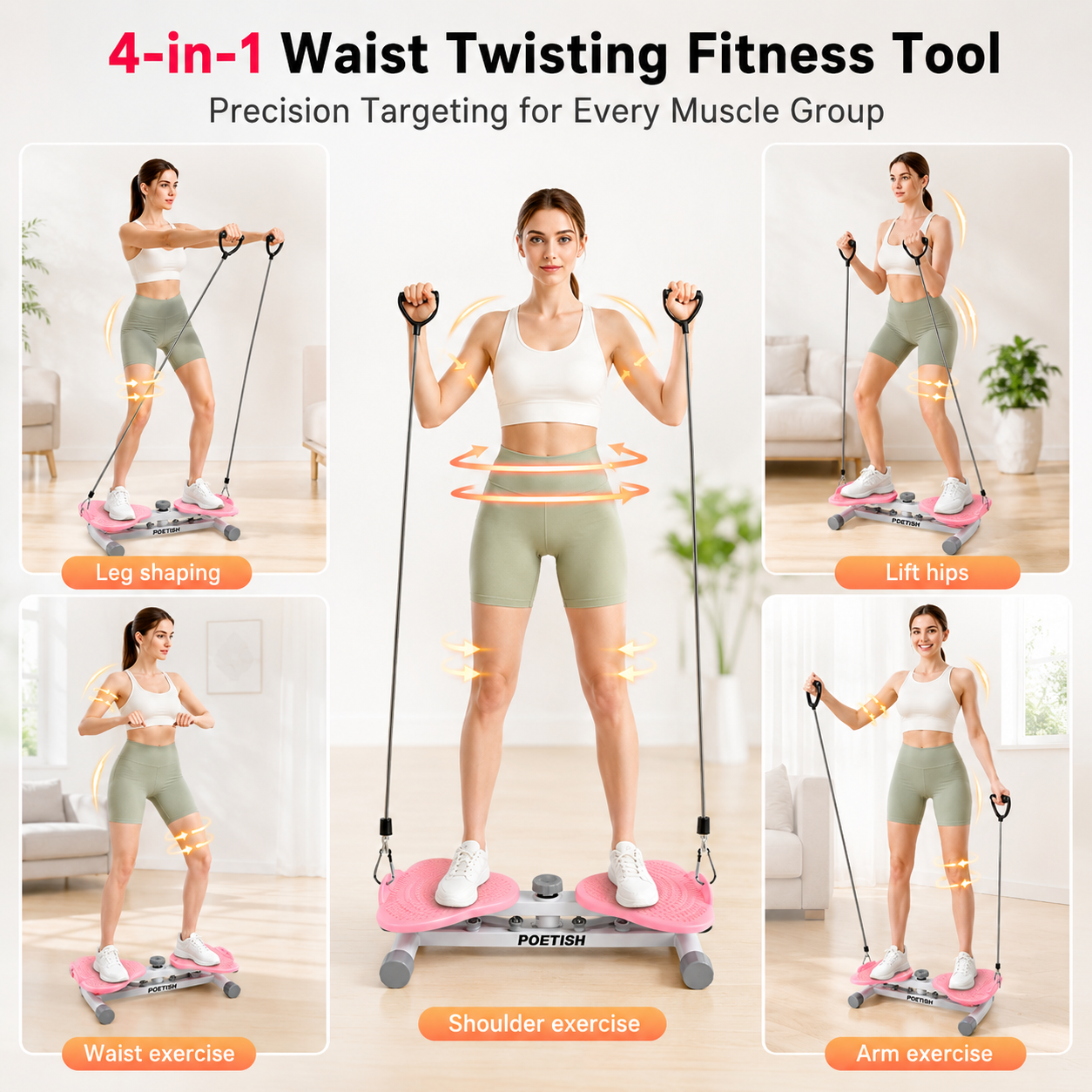 360° Waist Twister Machine With Resistance Bands