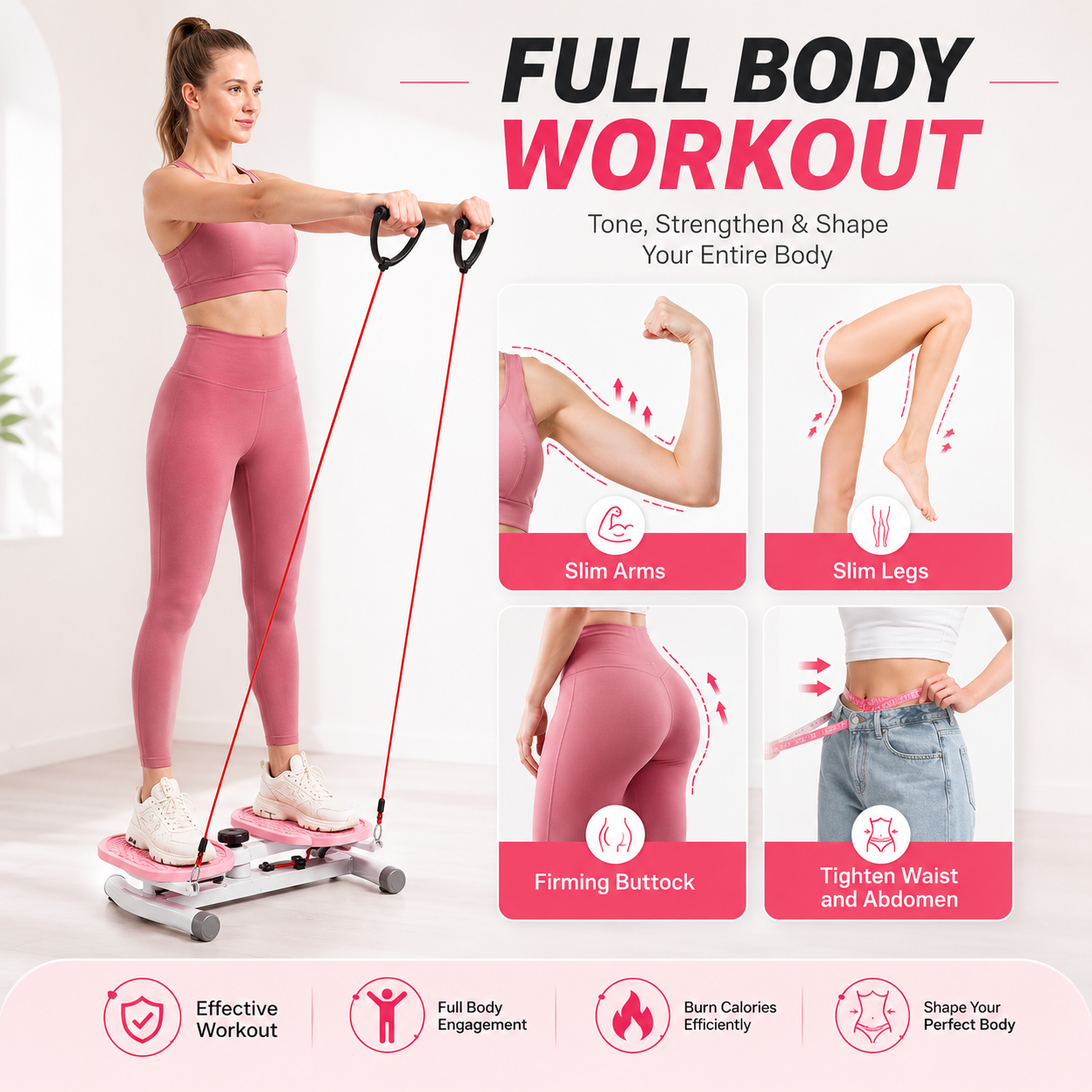 360° Waist Twister Machine With Resistance Bands