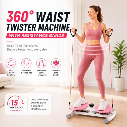 360° Waist Twister Machine With Resistance Bands
